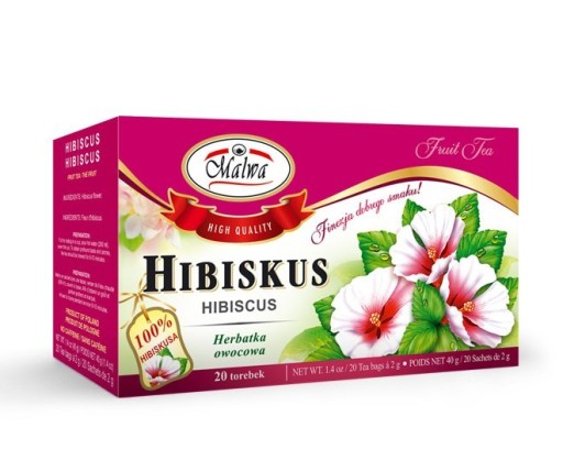 HERBATA OWOCOWA HIBISKUS 20TB NATURA MALWA TEA