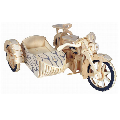 PUZZLE DREWNIANE 3D MOTOCYKL MOTOR Z KOSZEM