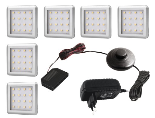 ZESTAW 6 pkt, oprawa podszafkowa LED SQUARE 1,5W