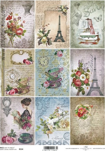Papier ryżowy A4 R534-Paris, filiżanki