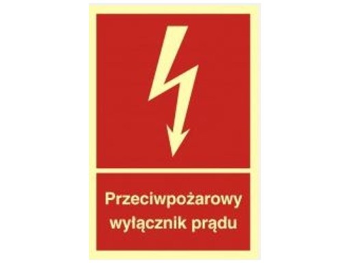 ZNAK PRZECIWPOŻAROWY WYŁĄCZNIK PRĄDU BB012 15X22,2