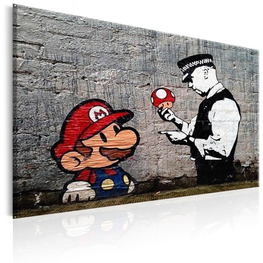 OBRAZ GRAFFITI BANKSY MARIO 120x80cm h-B-0080-b-a