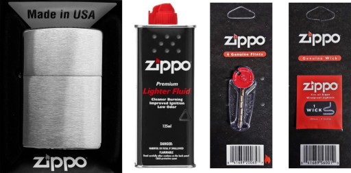 Zestaw ZIPPO Zapalniczka Benzyna Kamienie Knot