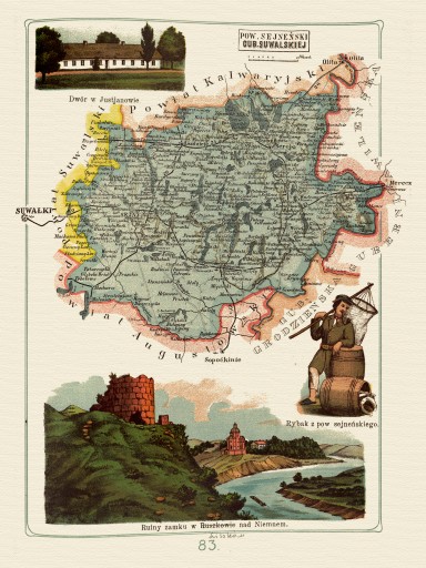 mapa ilustrowana SEJNY Bazewicz 40x30 cm