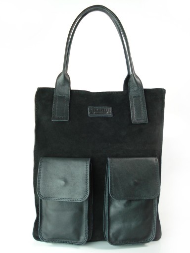 ZAMSZOWA TORBA VERA PELLE SHOPPER BAG CZARNA