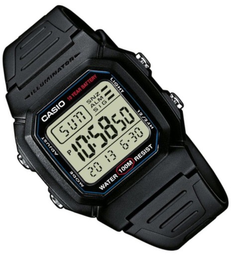 Czarny zegarek sportowy na pasku Casio W-800H Wodoszczelny + GRAWER