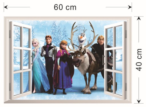 KRAINA LODU NAKLEJKA ŚCIENNA ANNA ELSA OLAF ŚCIANĘ