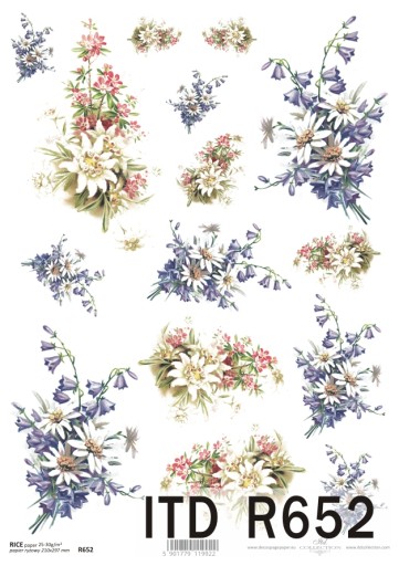 Papier RYŻOWY R0652 z włoskami A4 decoupage