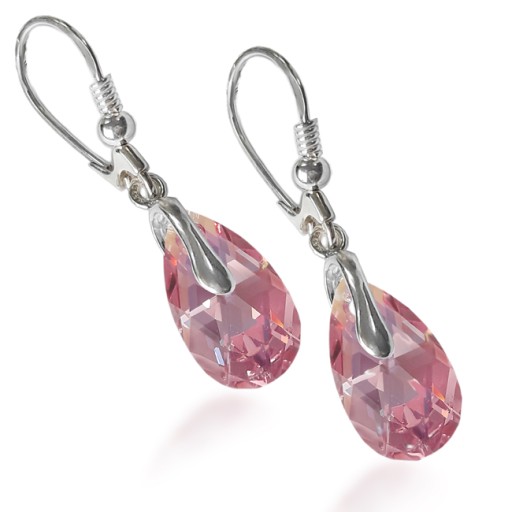 SWAROVSKI KOLCZYKI SREBRNE KRYSZTAŁY LIGHT ROSE AB