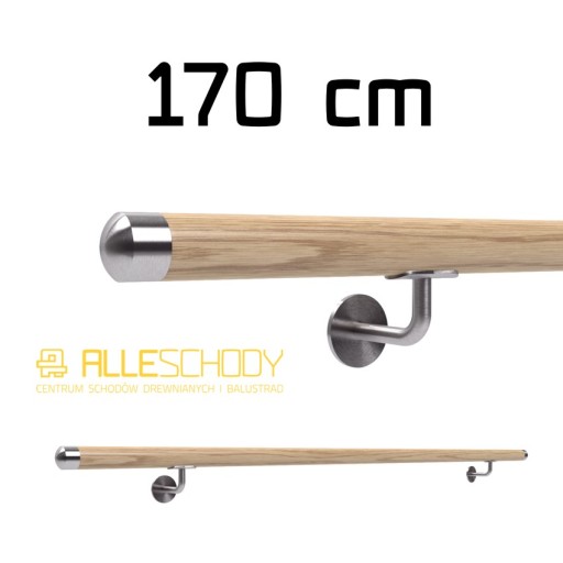 Poręcz ścienna drewniana fi42 170cm dębowa lakier