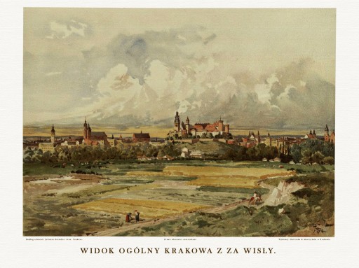 KRAKÓW Panorama Krakowa KOSSAK 1896