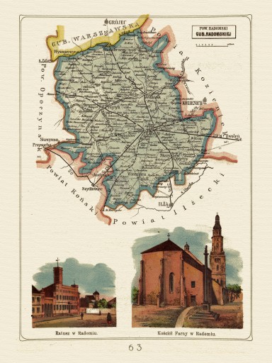 mapa ilustrowana RADOM Bazewicz 40x30 cm