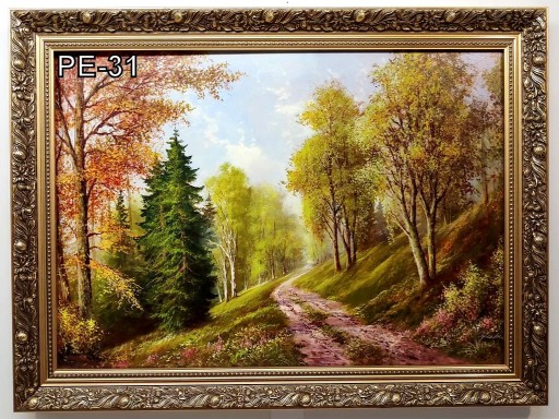 PEJZAŻ 80X60 CM OBRAZ W ZŁOTEJ RAMIE