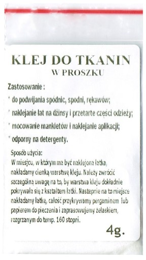 Klej do Tkanin w Proszku do Sklejania Tkanin Łatek