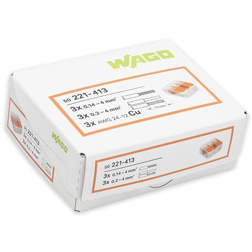 SZYBKOZŁĄCZKA WAGO UNIWERSALNA 3x0,2-4mm² 50szt