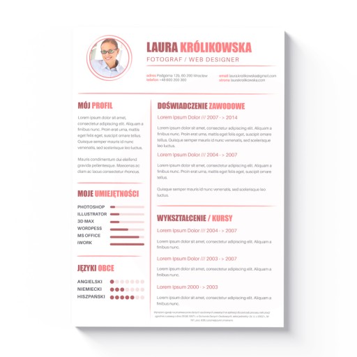 CZYTELNY SZABLON CV DLA KOBIETY DO EDYCJI MS WORD