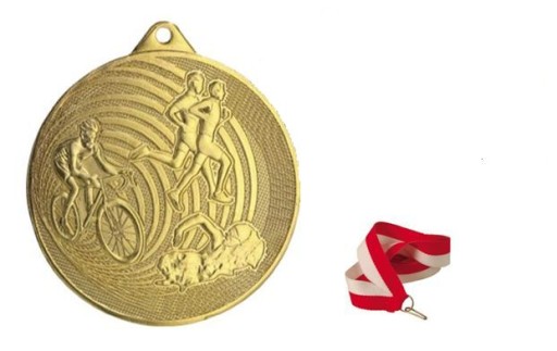 MEDAL ZŁOTY DUŻY TRIATHLON 70MM + WSTĄŻKA