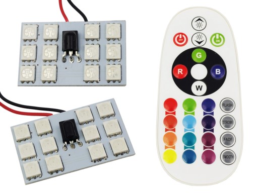 2x PANEL LED 24 DIODY RGB ŻARÓWKI KOLOROWE PILOT