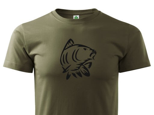 WĘDKARSKA KOSZULKA T-SHIRT ZIELEŃ MILITARNA - KARP