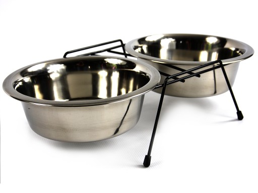 MISKA DLA PSA PODWÓJNA NA STOJAKU METALOWA 2x 1,8L