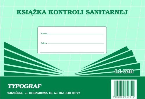 Książka kontroli sanitarnej A5 TYPOGRAF 02111