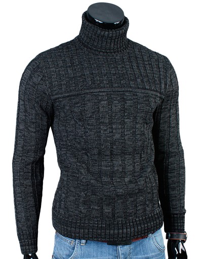 Gruby GOLF Sweter MA22 Karbon___M____POLSKA