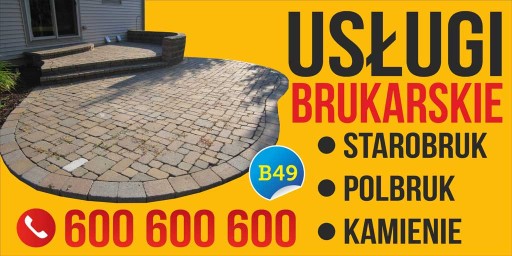 Baner - Usługi brukarskie 2,5x1,25m SZYLD REKLAMA