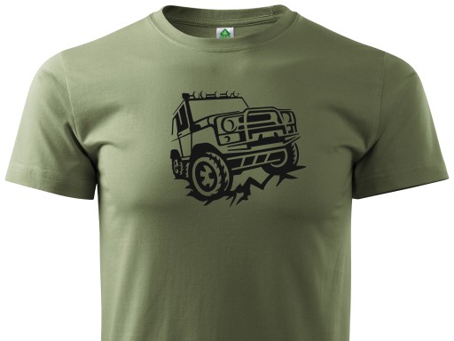 WYGODNA KOSZULKA T-SHIRT KHAKI WZÓR UAZ OFFROADER