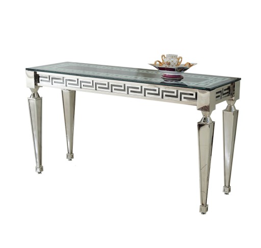 KONSOLA F375 150x45x80cm CZARNA GRECKI ORNAMENT