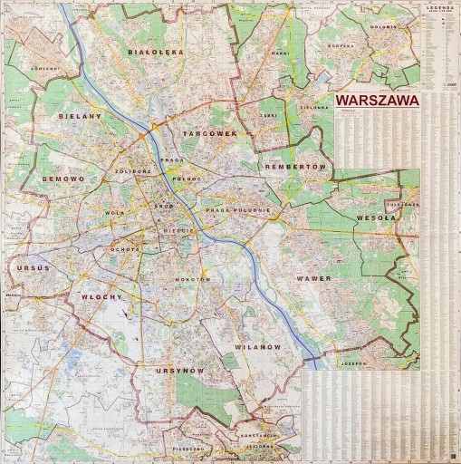 mapa m st warszawy WARSZAWA MAPA ŚCIENNA XXL / PLAN MIASTA 1:18 000   Allegro.pl 