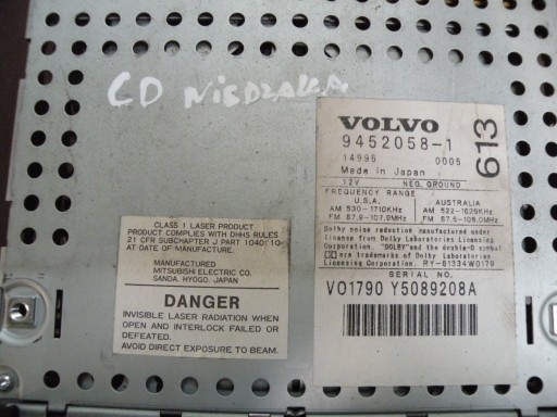 Volvo V70 XC70 S60 - Radio HU613 za 85 zł z Świętochłowice  -  (6701324023)