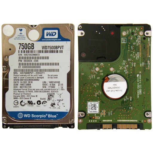 WD WD7500BPVT | 22HXZT1 | nezistené 3yW