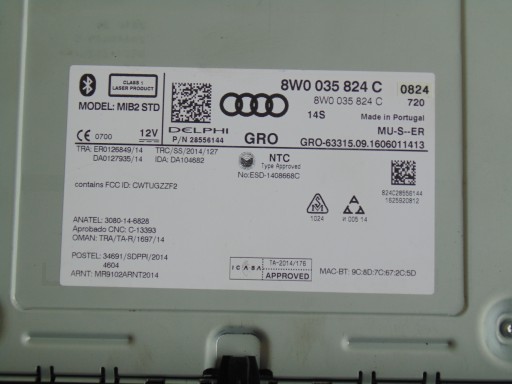 MULTIMEDIA RADIO AUDI A4 8W A5 8W6 8W0035824C 16R.