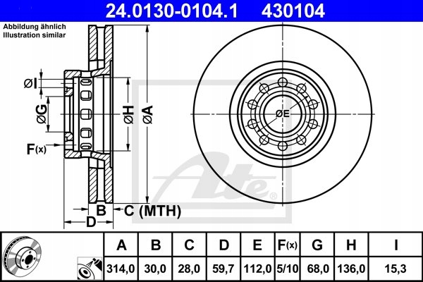 DISQUES SABOTS DE FREIN ATE AVANT - AUDI A8 D2 314MM photo 2 - milautoparts-fr.ukrlive.com