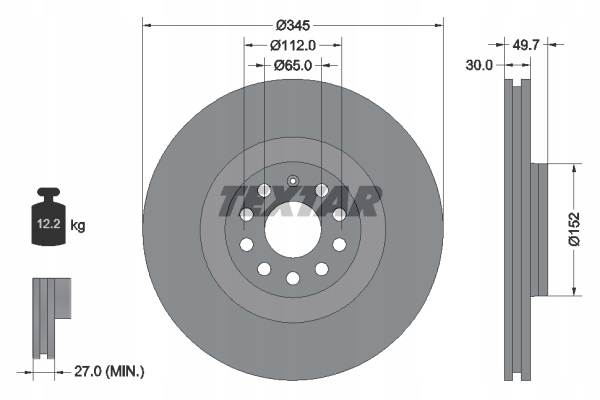 DISCS PADS TEXTAR FRONT - VW EOS GOLF V 345MM photo 2 - milautoparts-fr.ukrlive.com