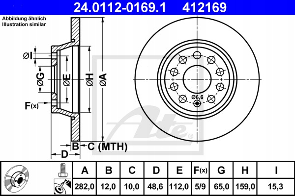 DISCS ATE REAR - VW PASSAT CC PASSAT B6 B7 282MM photo 2 - milautoparts-fr.ukrlive.com