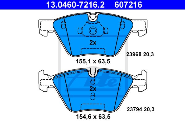 2× ATE 24.0124-0197.1 DISQUE DE FREIN + ATE 13.0460-7216.2 COMPLET DE SABOTS DE FREIN HAMULCOWYCH, FREINS TARCZOWE photo 3 - milautoparts-fr.ukrlive.com