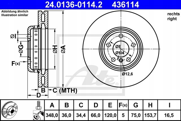 ATE 24.0136-0114.2 DISC BRAKE + 2 OTHER PRODUKTY photo 2 - milautoparts-fr.ukrlive.com