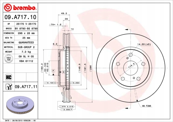 BREMBO DISQUES AVANT LEXUS IS II 05-13 IS250 IS220D photo 3 - milautoparts-fr.ukrlive.com