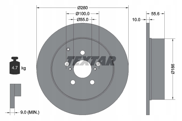 SABOTS DE FREIN DISQUES TEXTAR ARRIÈRE TOYOTA AVENSIS T25 280MM photo 3 - milautoparts-fr.ukrlive.com