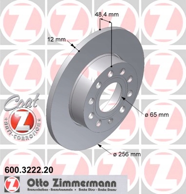 ZIMMERMANN DISQUES ARRIÈRE CADDY 3 GOLF V VI 256MM photo 2 - milautoparts-fr.ukrlive.com