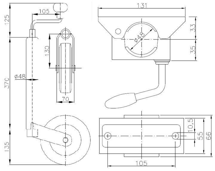 KOLKO WHEEL SUPPORT FROM HANDLE 200KG MANEWROWE WSPORCZE FOR TRAILER BRACKET photo 4 - milautoparts-fr.ukrlive.com