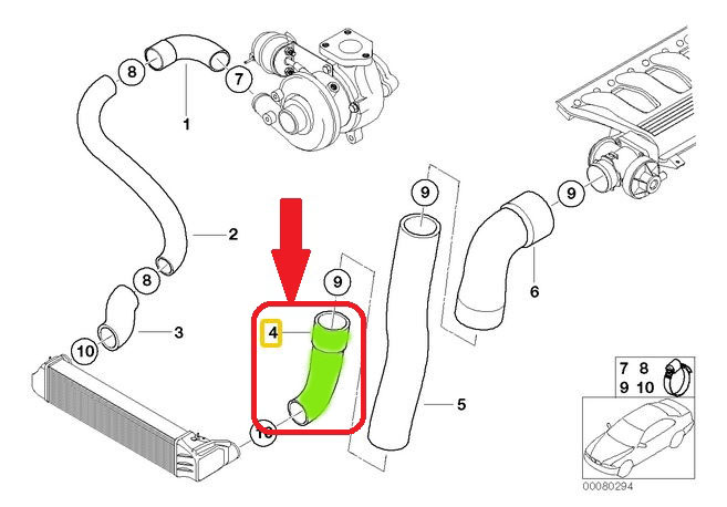 CABLE TURBO RADIATOR BMW 5 E39 520D M47 photo 6 - milautoparts-fr.ukrlive.com