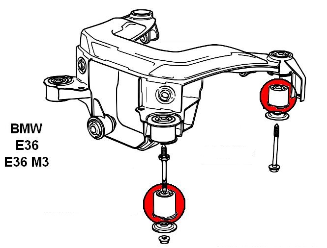BUSHING INSERTS FRAME AXLE REAR BMW E36 E-36 4 PIECES photo 2 - milautoparts-fr.ukrlive.com