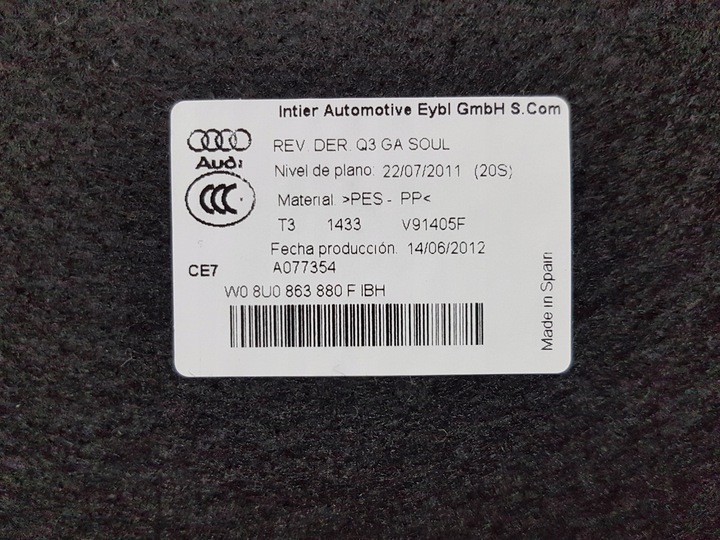 PANEL BOOT BLACK RIGHT AUDI Q3 8U0863880F photo 5 - milautoparts-fr.ukrlive.com