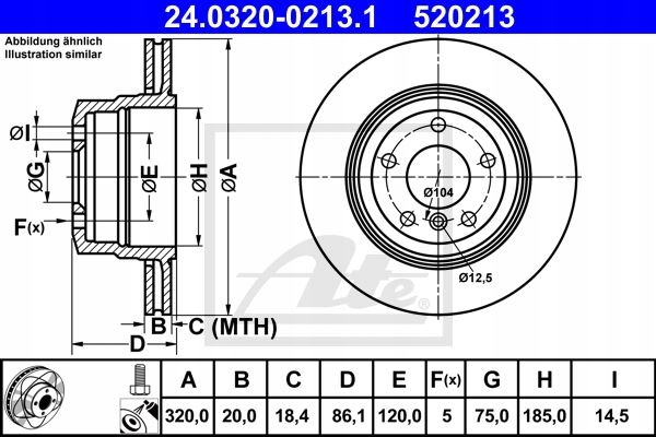 ATE POWER DISC DISQUES ARRIÈRE BMW 5 E60 E61 320MM 530D photo 2 - milautoparts-fr.ukrlive.com