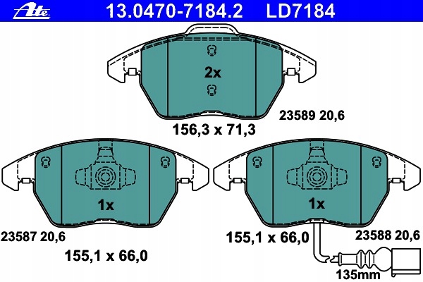 ATE CERAMIC PADS P VOLKSWAGEN PASSAT B6 B7 CC photo 2 - milautoparts-fr.ukrlive.com