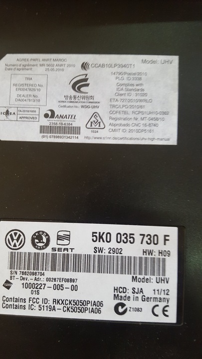 фото №3, 5k0035730f модуль блютуз vw seat skoda новий оригінал