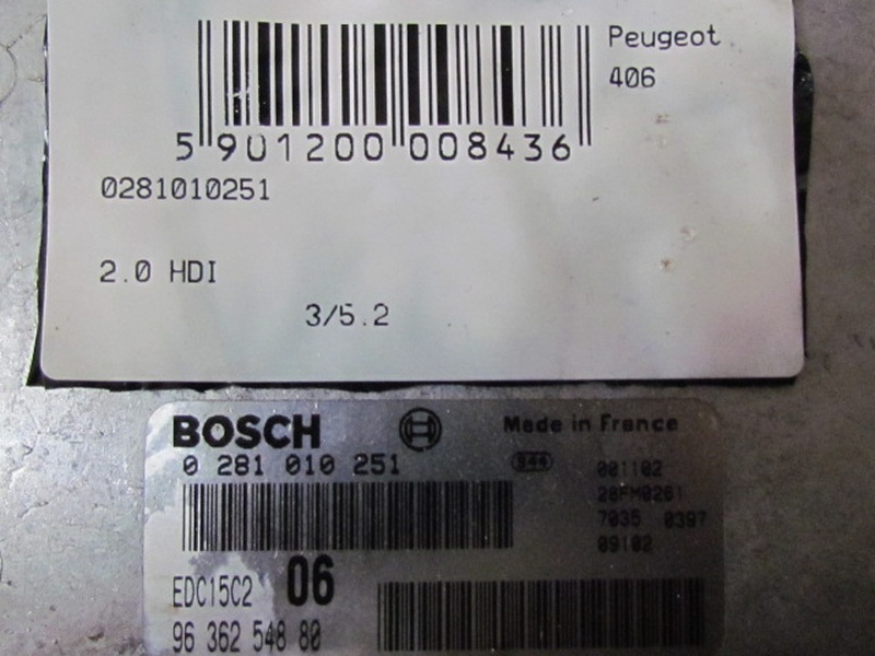 фото №1, Бортовой компьютер peugeot 406 2.0 hdi bosch 0281010251