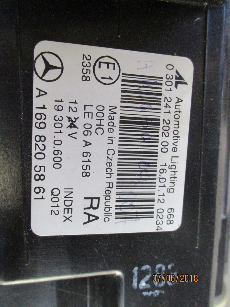 фото №6, 389/6 лампа передняя правая mercedes a klasa w169